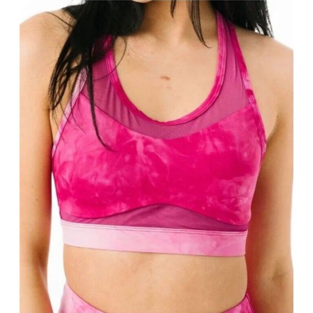 Zyia Active high‎ racer bag style Fuchsia Tie-dye design 4 way stretch- Size XXL